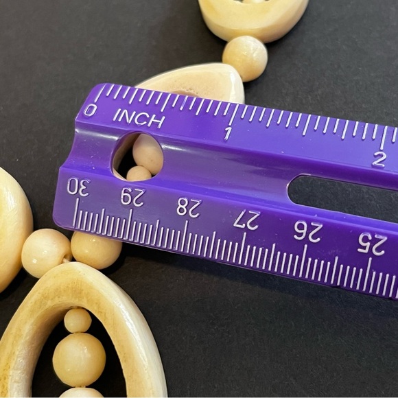 Carved Bovine Bone Bead Necklace Tribal Ethnic Beaded Chunky Natural Organic - Picture 9 of 11